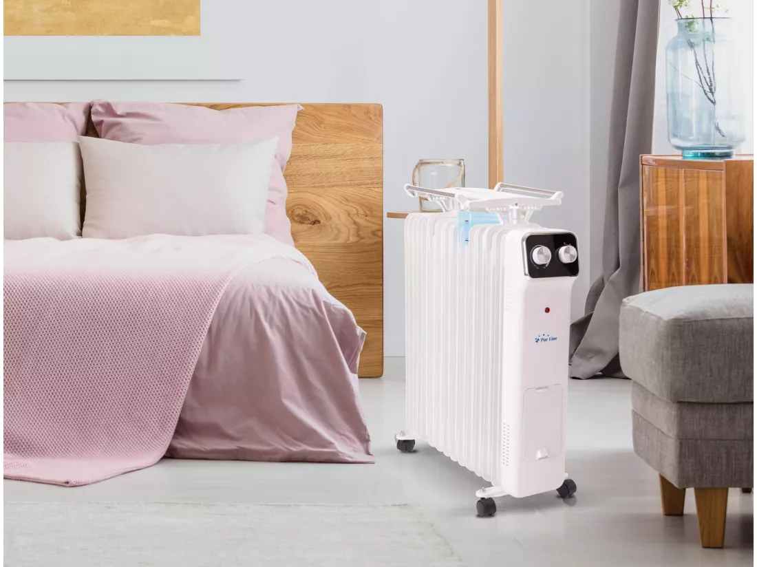 Radiateur d'huile blanc avec réservoir d'humidification