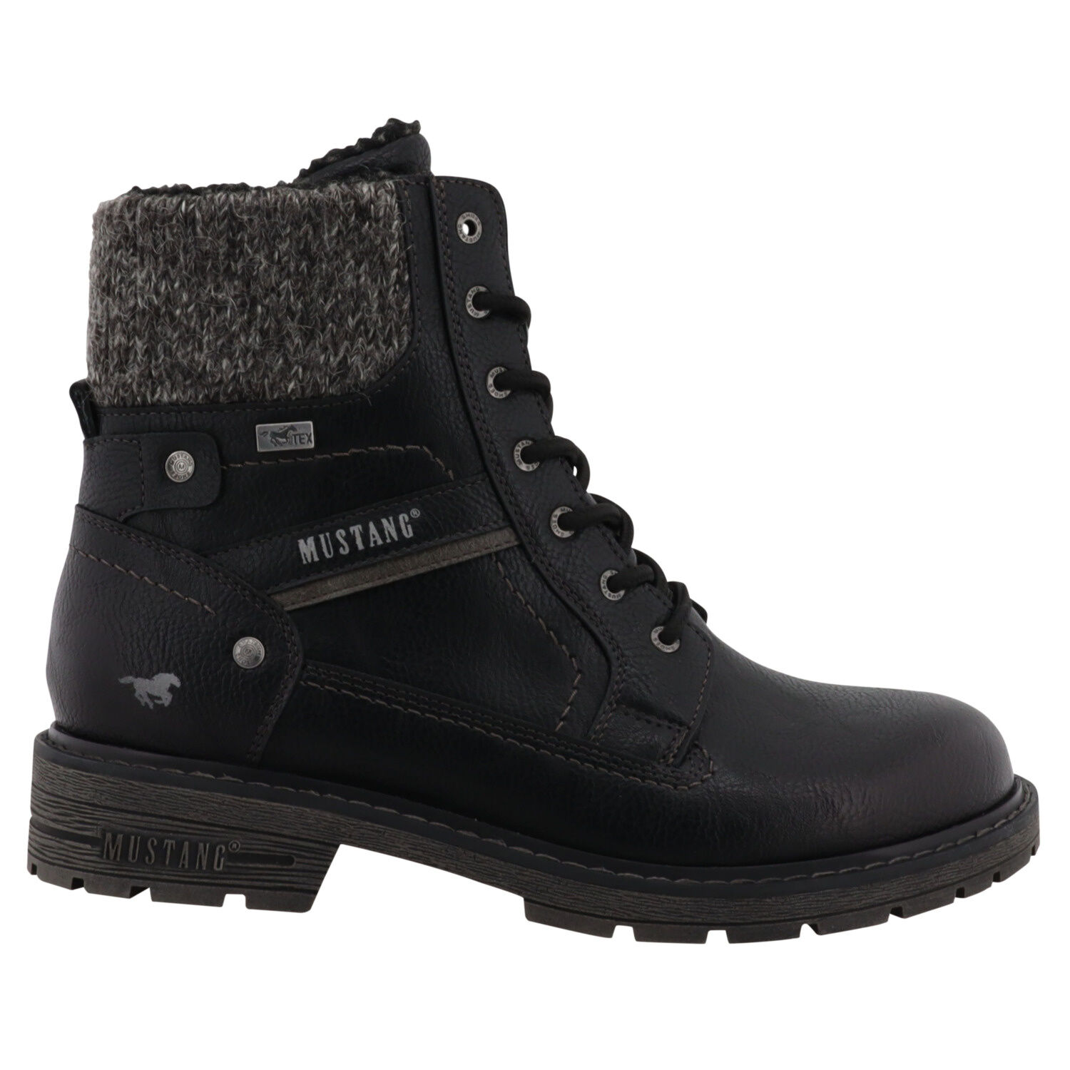 MUSTANG Schnürstiefelette aus pflegeleichtem Softmaterial mit Wollkragenabschluss