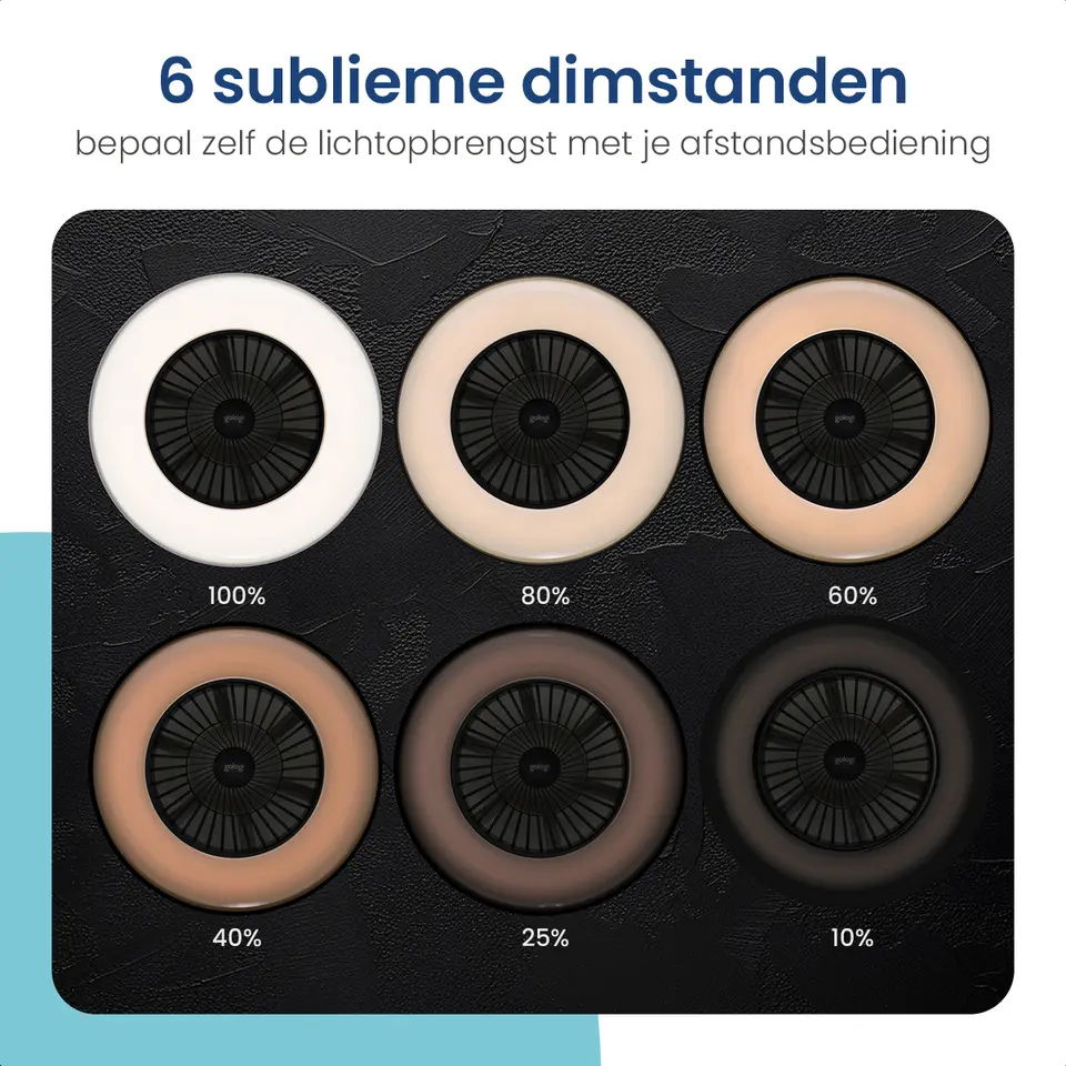 Gologi Plafondventilator met Verlichting - Ø60 cm - LED RGBW - 6 Standen