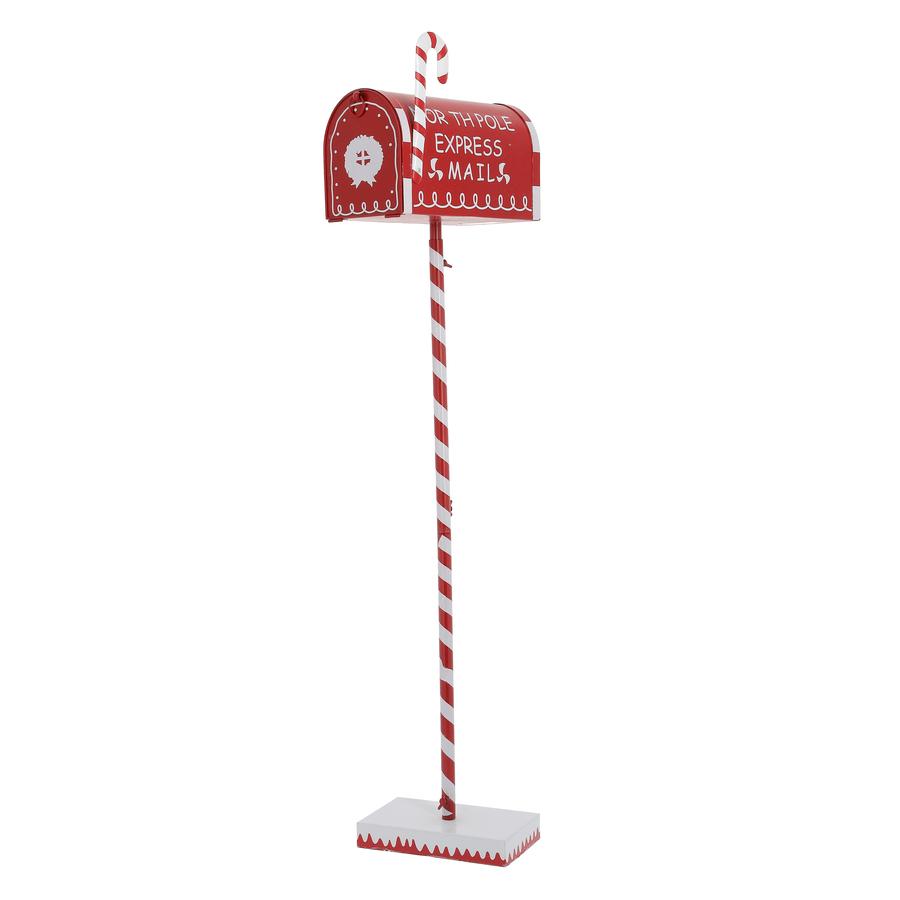 BOITE AUX LETTRES NOEL 27X14X100CM METAL ROUGE