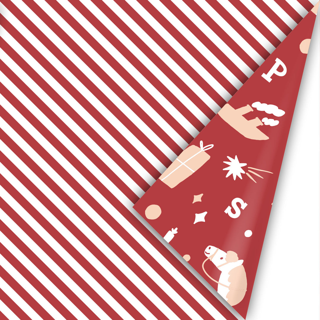 inpakpapier sinterklaas - rood - oudroze - 3 m