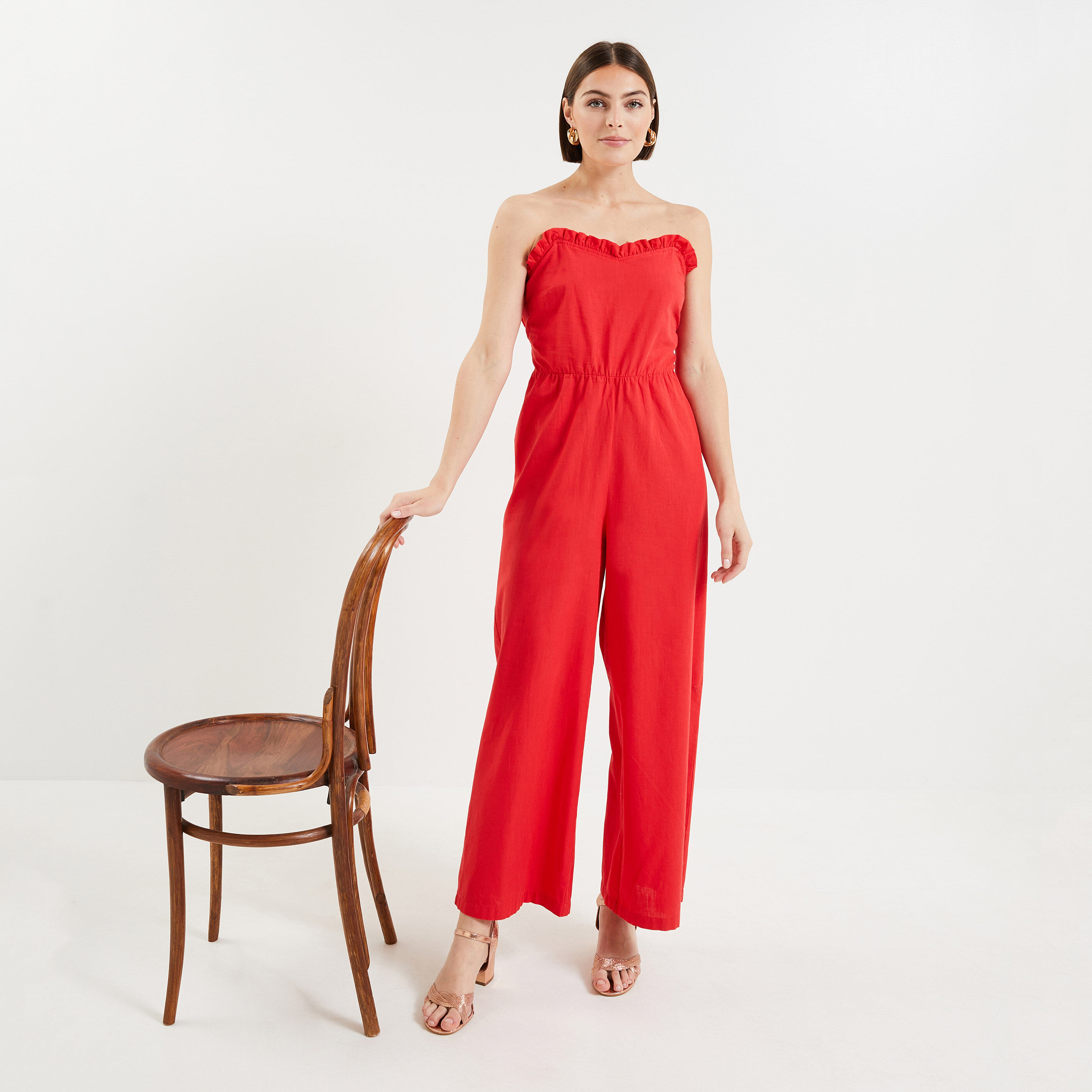 Combinaison bustier femme - ROUGE