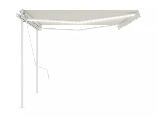 Auvent automatique avec capteur de vent avec LED 5x3 m Crème