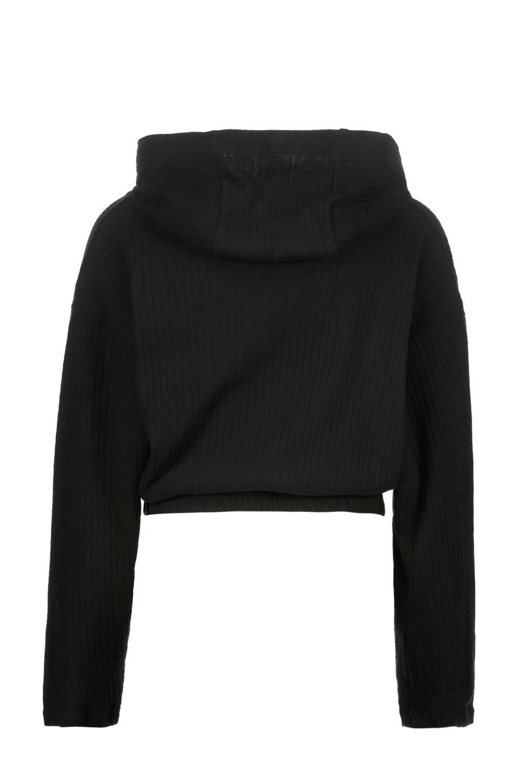 hoodie Sarah met tekst en textuur zwart