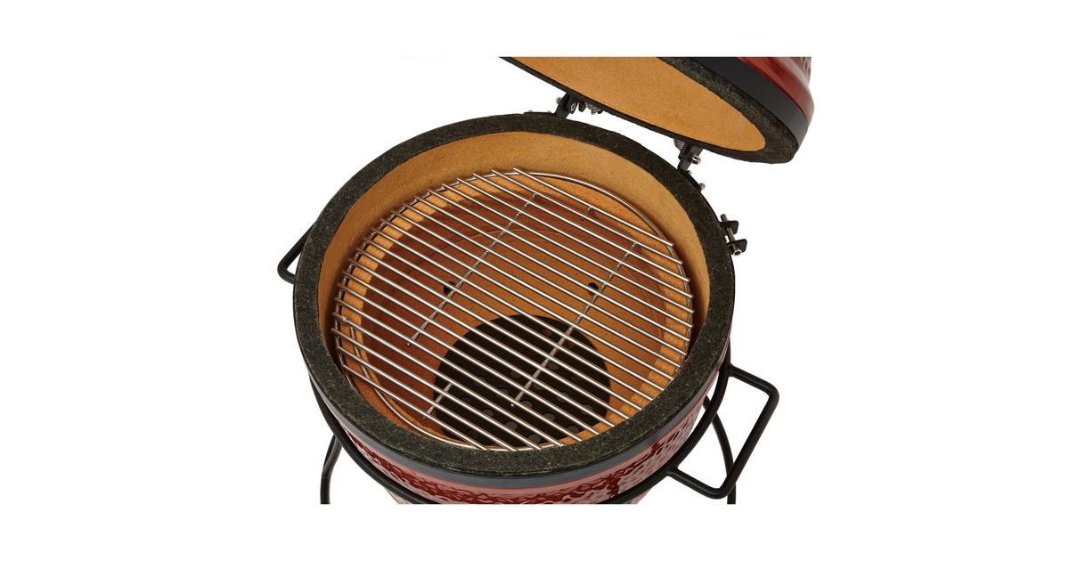 Kamado JoeJunior houtskoolbarbecue  (Rood/zwart, Ø 34 cm)