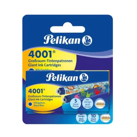 Pelikan Tintenpatronen 4001® Blisterverpackung mit 2 x 5 bunt bedruckten Großraum-Patronen Königsblau