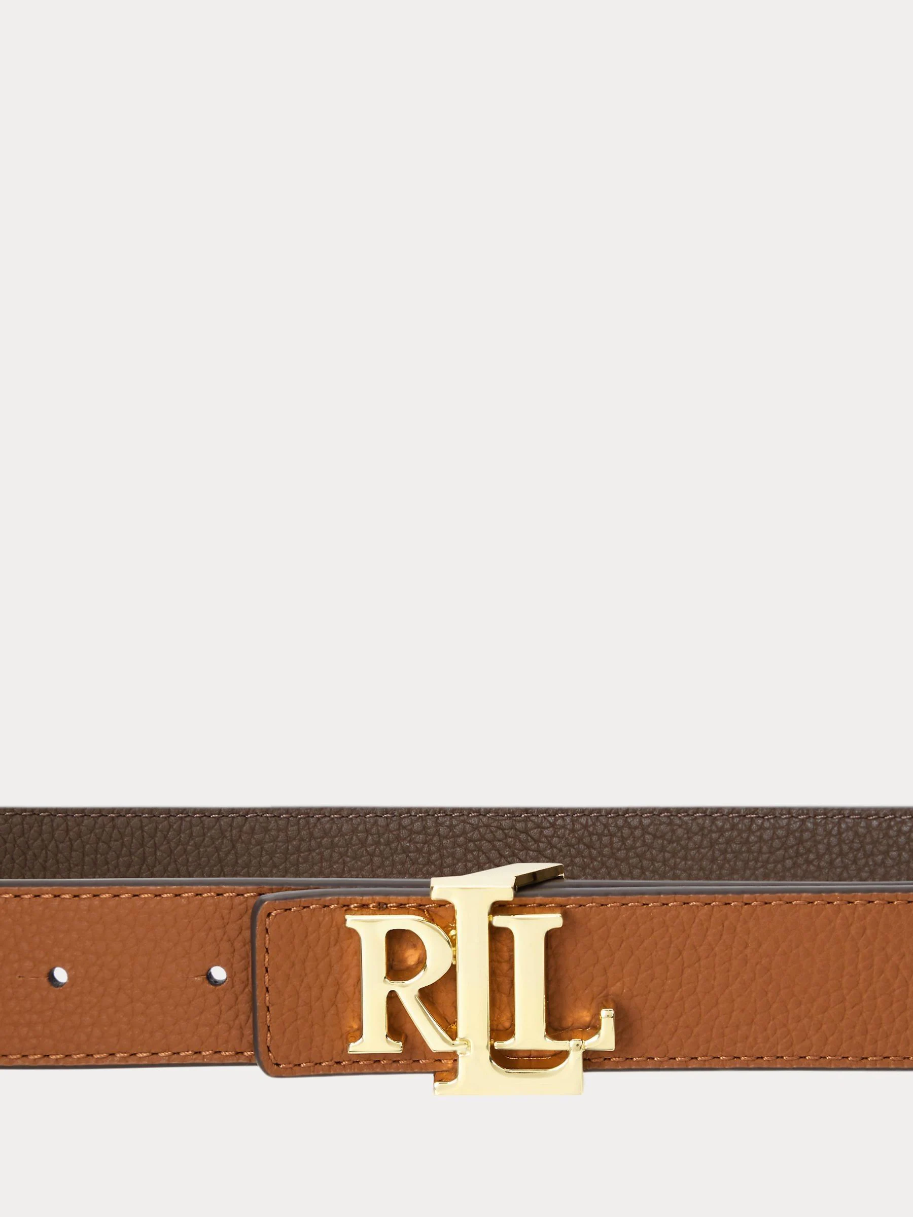Lauren Tan/Dark Brown - Lauren Ralph Lauren 2.5cm Logo Reversible Pebbled Leather Belt