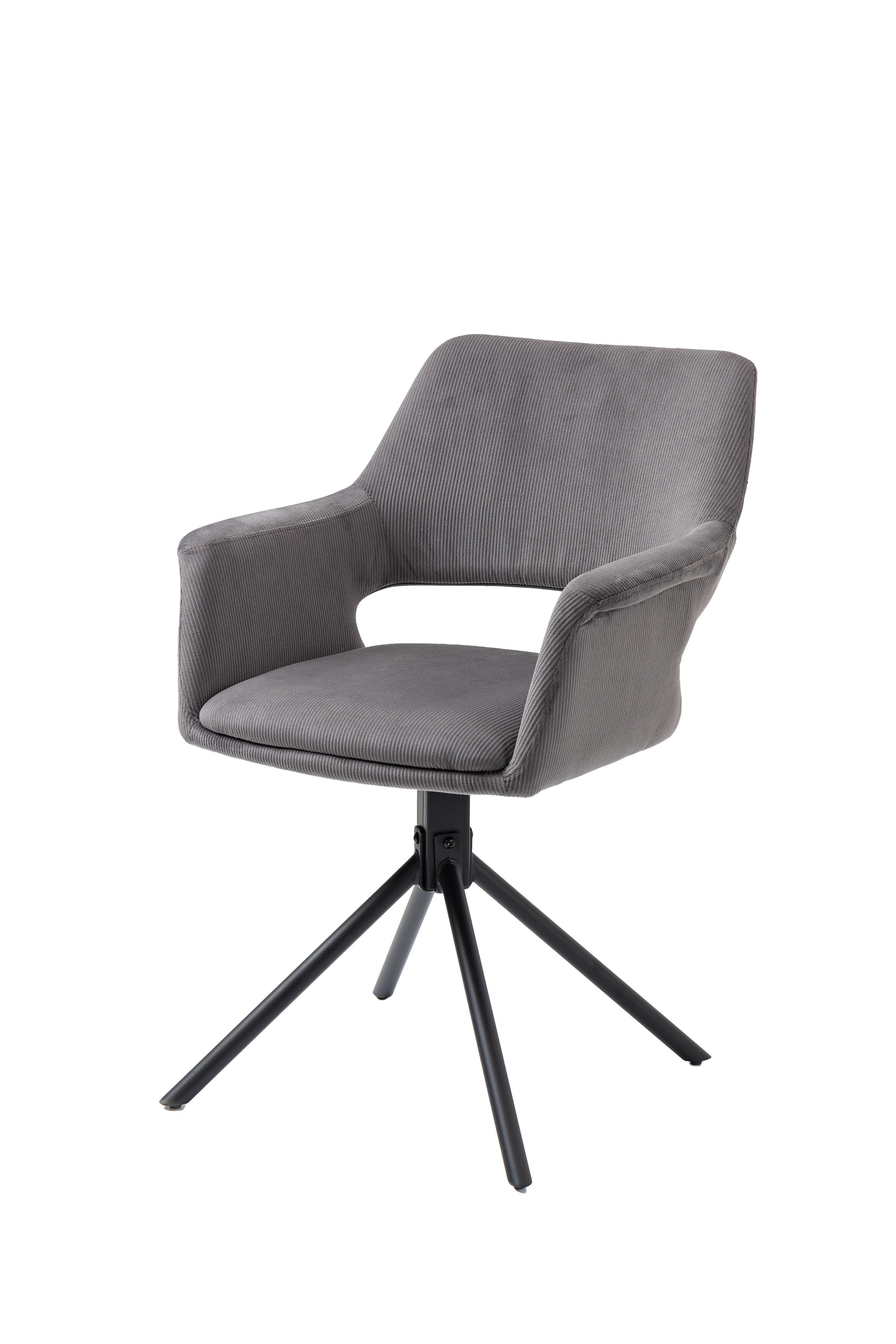 byLIVING Esszimmerstuhl ELEONORE, 2-er Set, Cordbezug grau, Gestell schwarz