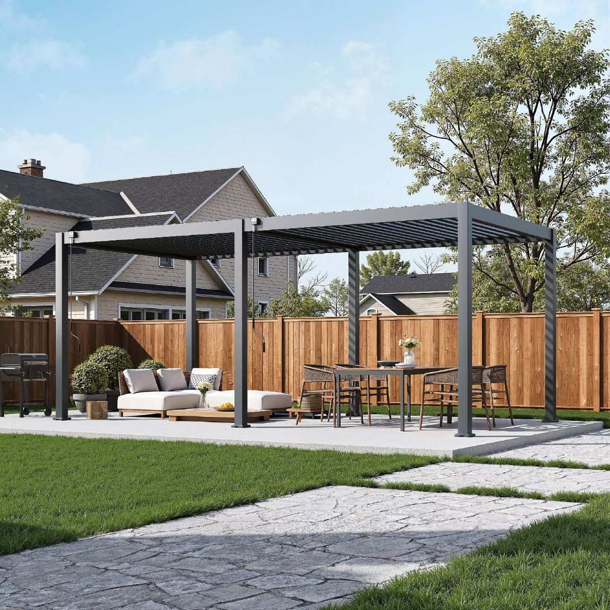 Rockford Pergola Aluminium 3 m mit verstellbarem Lamellendach