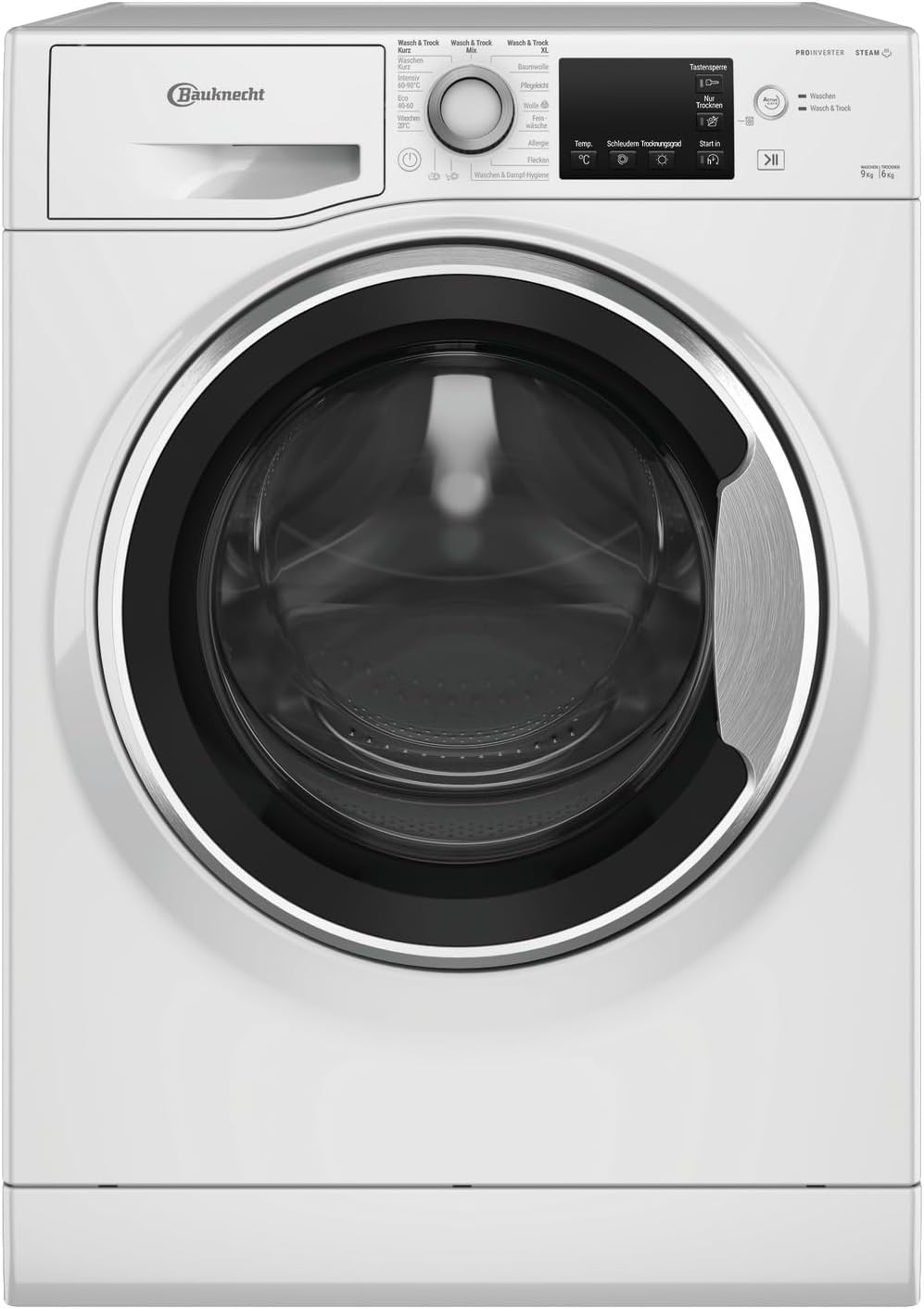 Bauknecht WATK Sense 9614 C Waschtrockner (9/6 kg)/ Active Care Color+/ Dynamic Inverter-Motor/Antiflecken-Programm/Anti-Allergie-Programm/Kurz 30'/ Waschen & Trocknen XL & Trocknen Mix