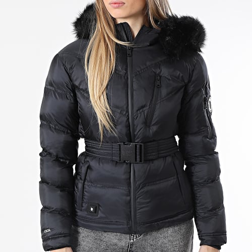 Doudoune Chauffante Capuche Fourrure Femme Iron Lady Noir