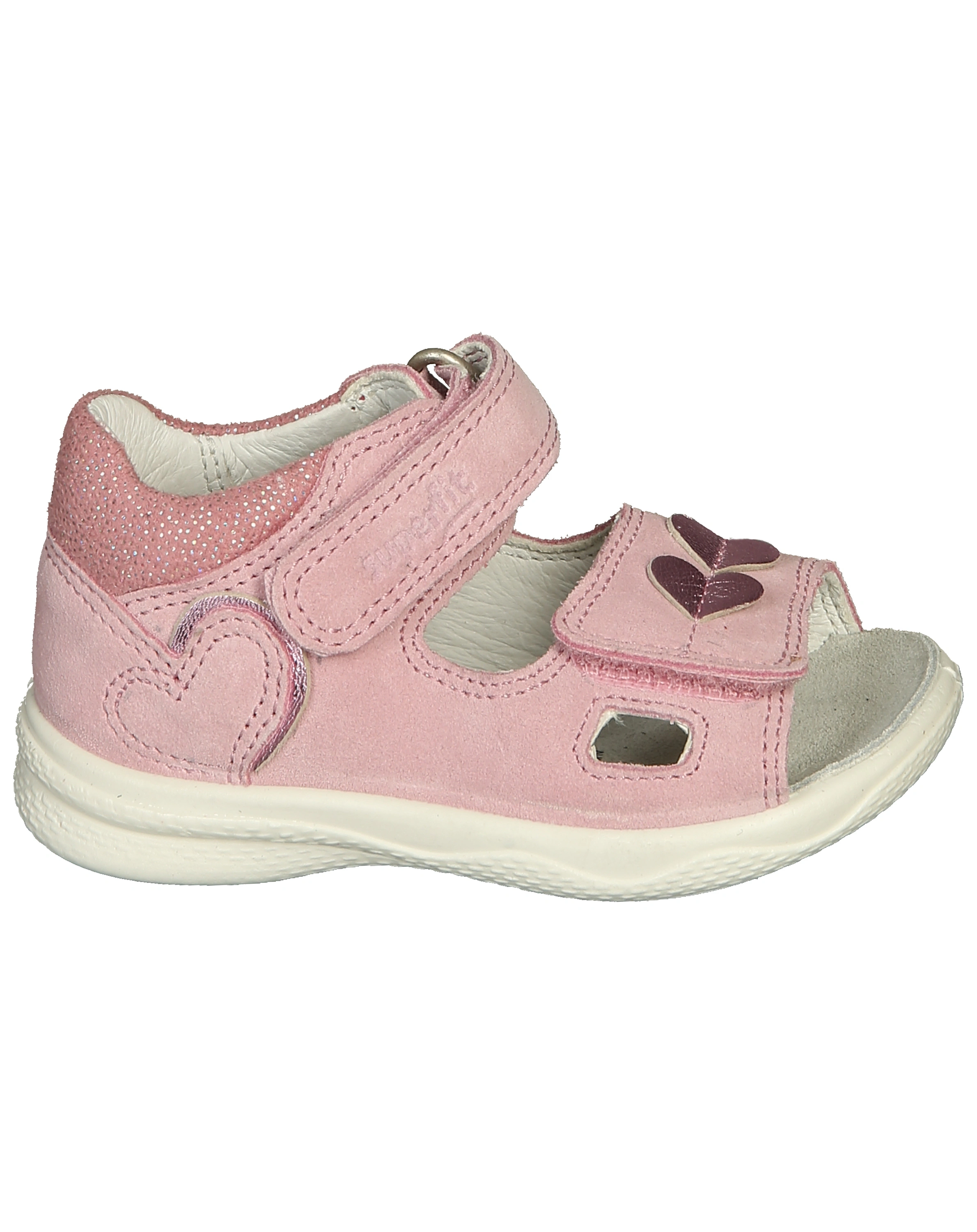 Leder-Sandale POLLY - HERZ mit Klett in rosa