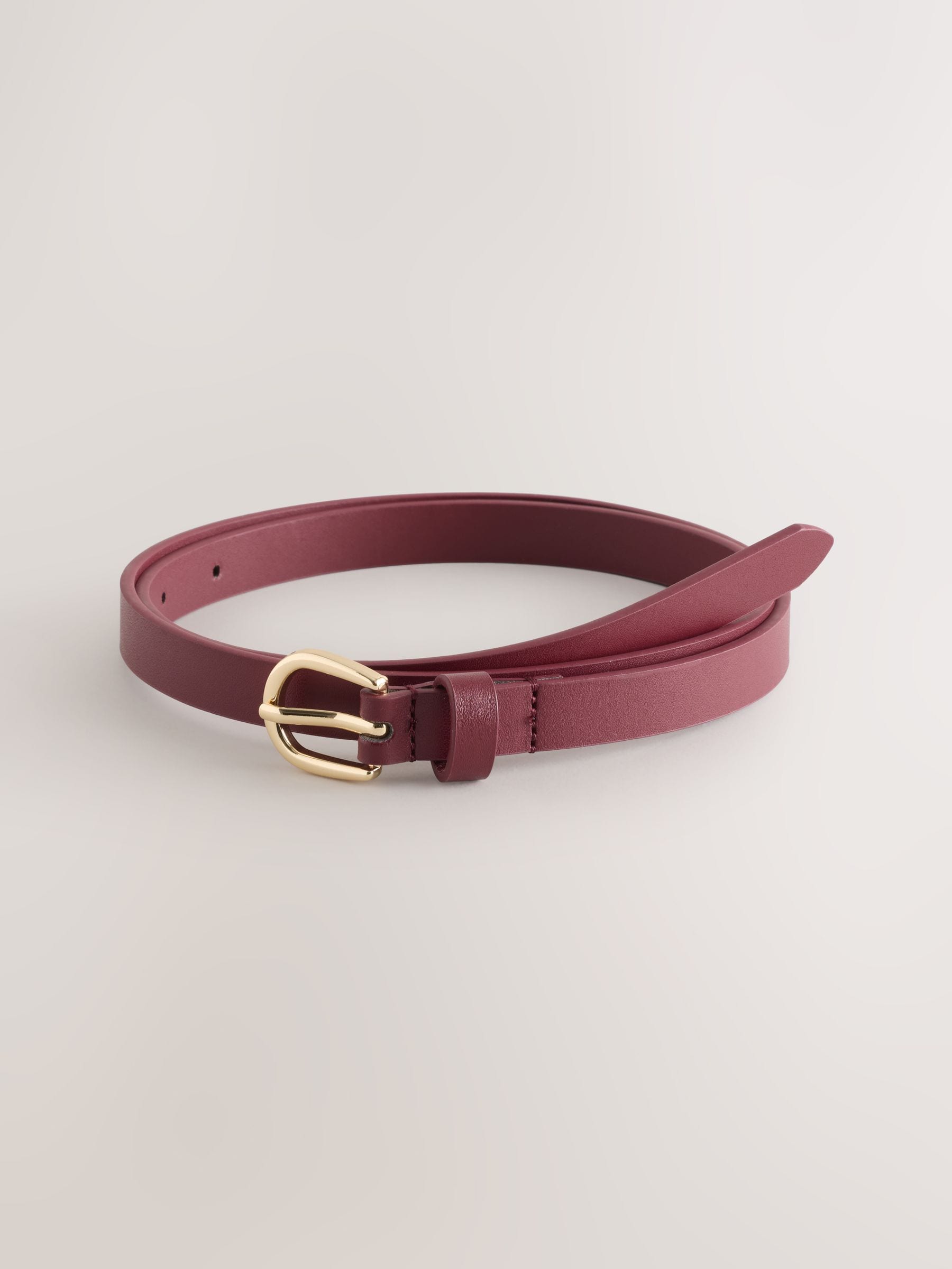 Chocolate Brown/Berry - PU Skinny Belts 2 Pack