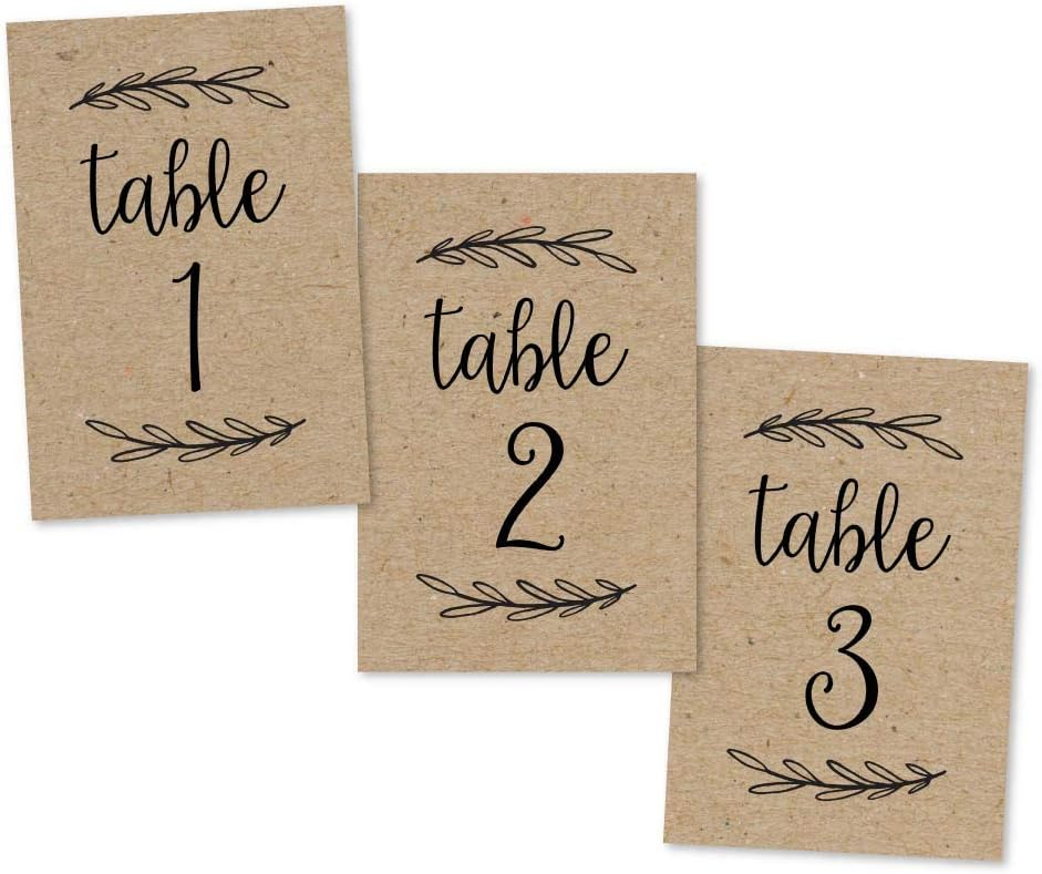 (25er Set) 10x15cm Doppelseitige Kraftpapier Tischnummern Deko Zahlen Tisch Karten für Hochzeiten / Geburtstage - Braun