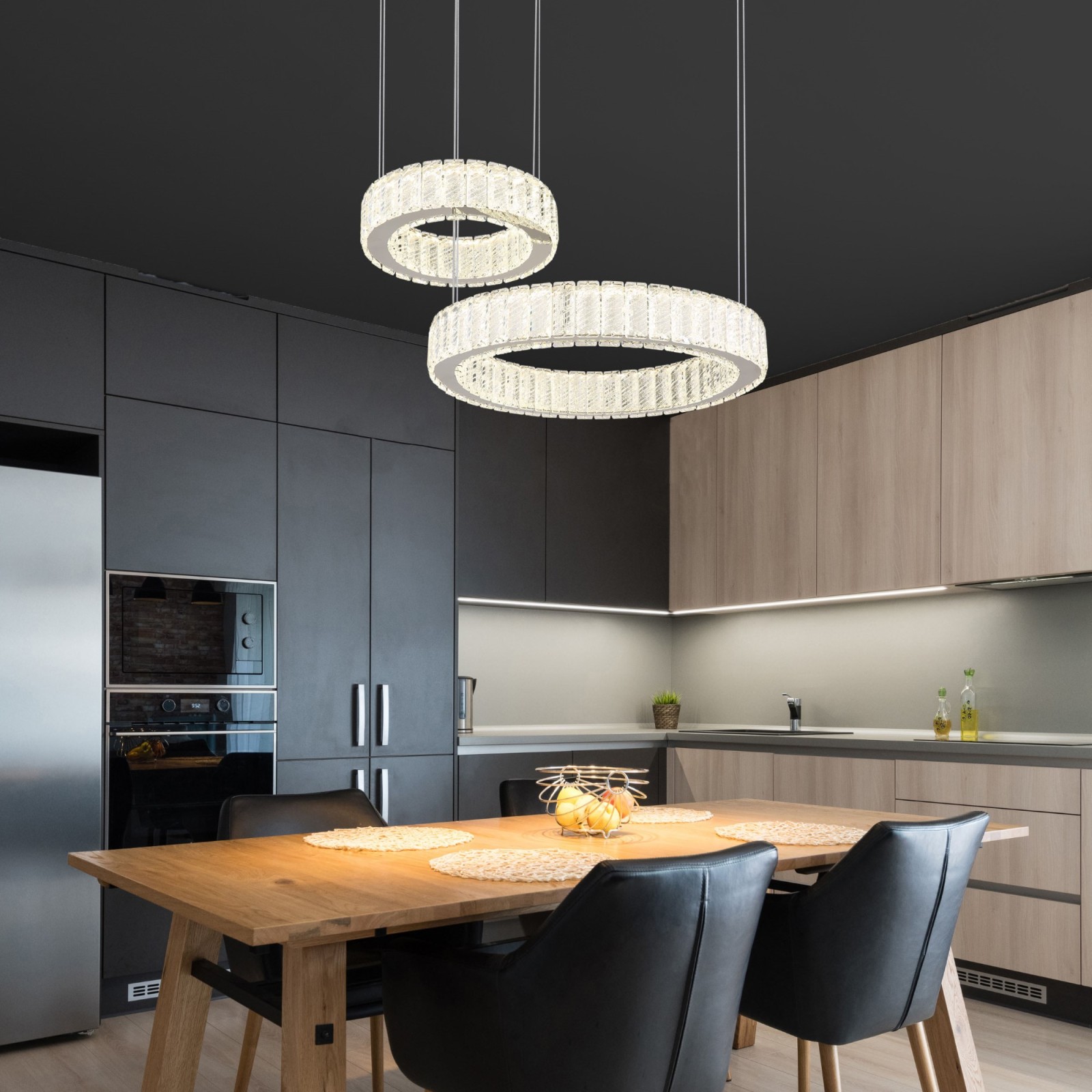 LED-Hängeleuchte - chromfarben-klar - K5 Kristalle - 120 cm