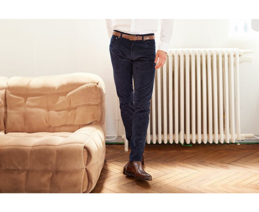 Pantalon 5 poches velours homme Bleu - KARS