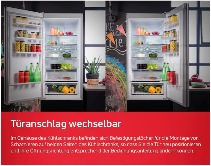 Amica Einbau Kühl Gefrierkombination Doppeltür mit Gefrierfach oben für 122 cm Nische, Schlepptür-Technik, Inverter Kompressor, elektronische Steuerung, Tür-Offen-Alarm