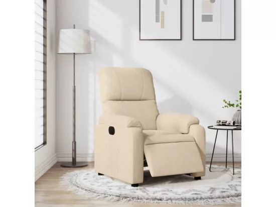 Fauteuil inclinable électrique crème tissu microfibre