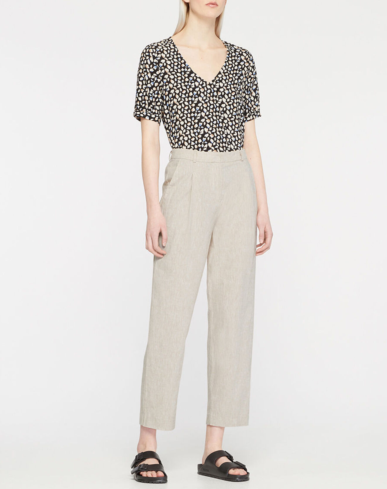 Yerse Pantalon en Lin mélangé Aurélie beige
