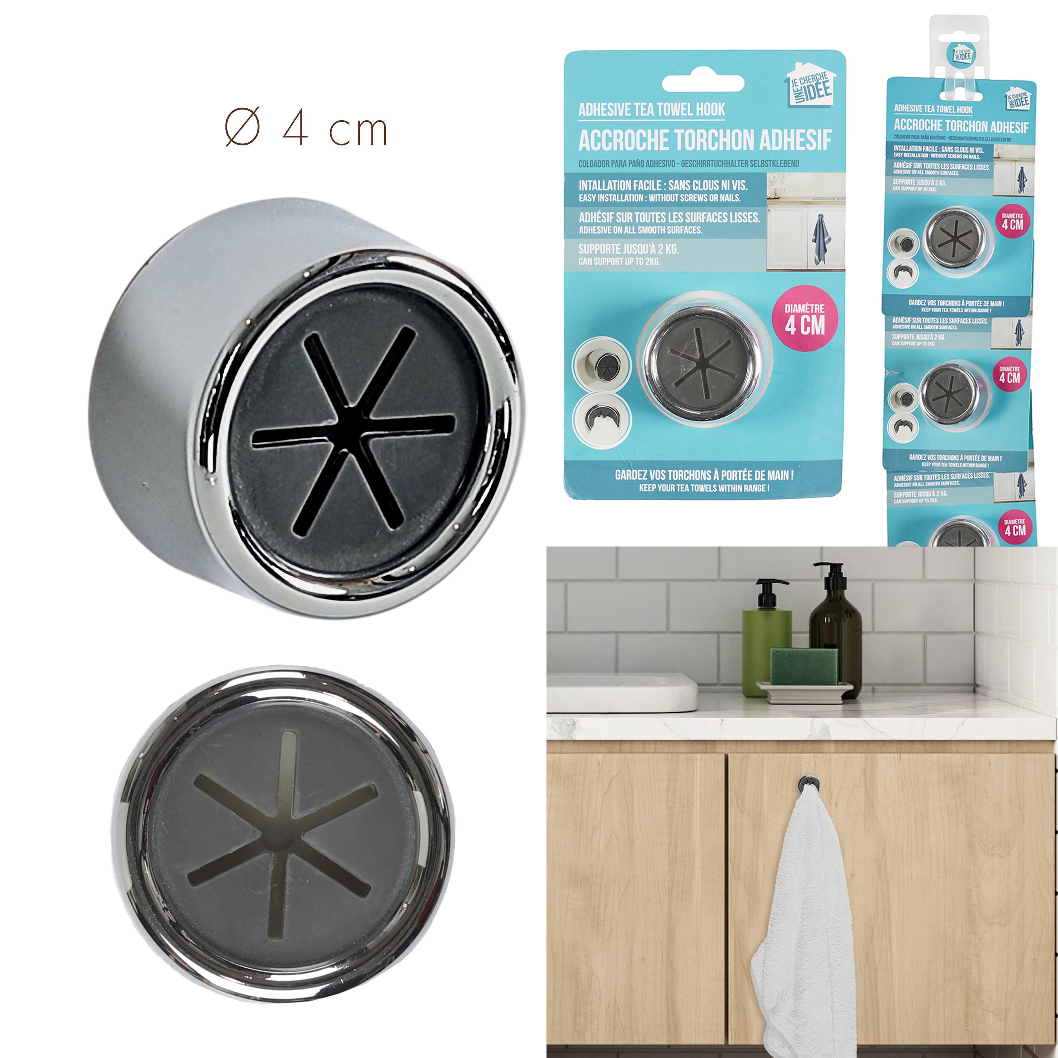 ACCROCHE TORCHON ADHESIF 4CM