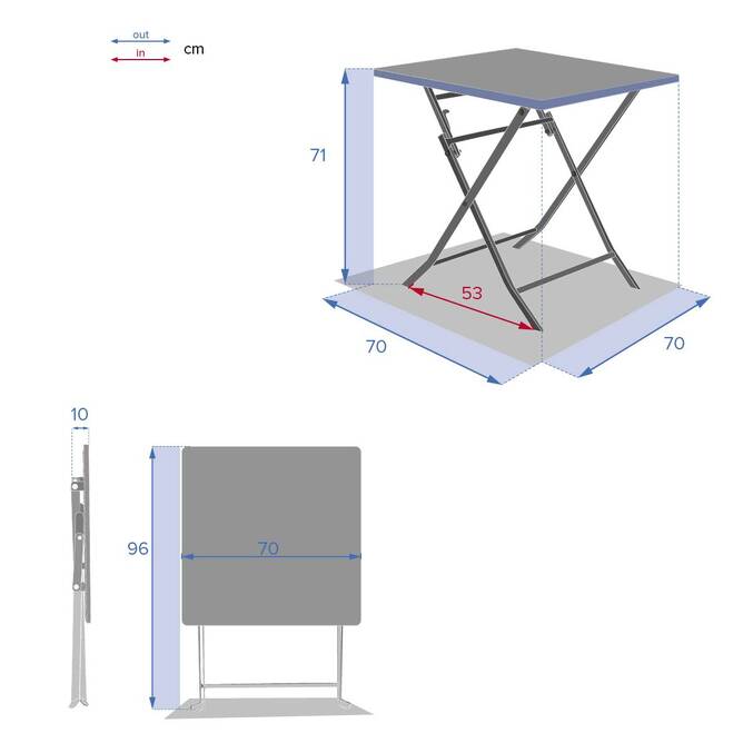 Table de jardin pliante carrée GREENSBORO Grenade