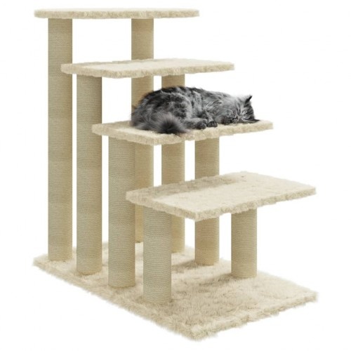 Arranhador para gatos de quatro níveis vidaXL na cor creme