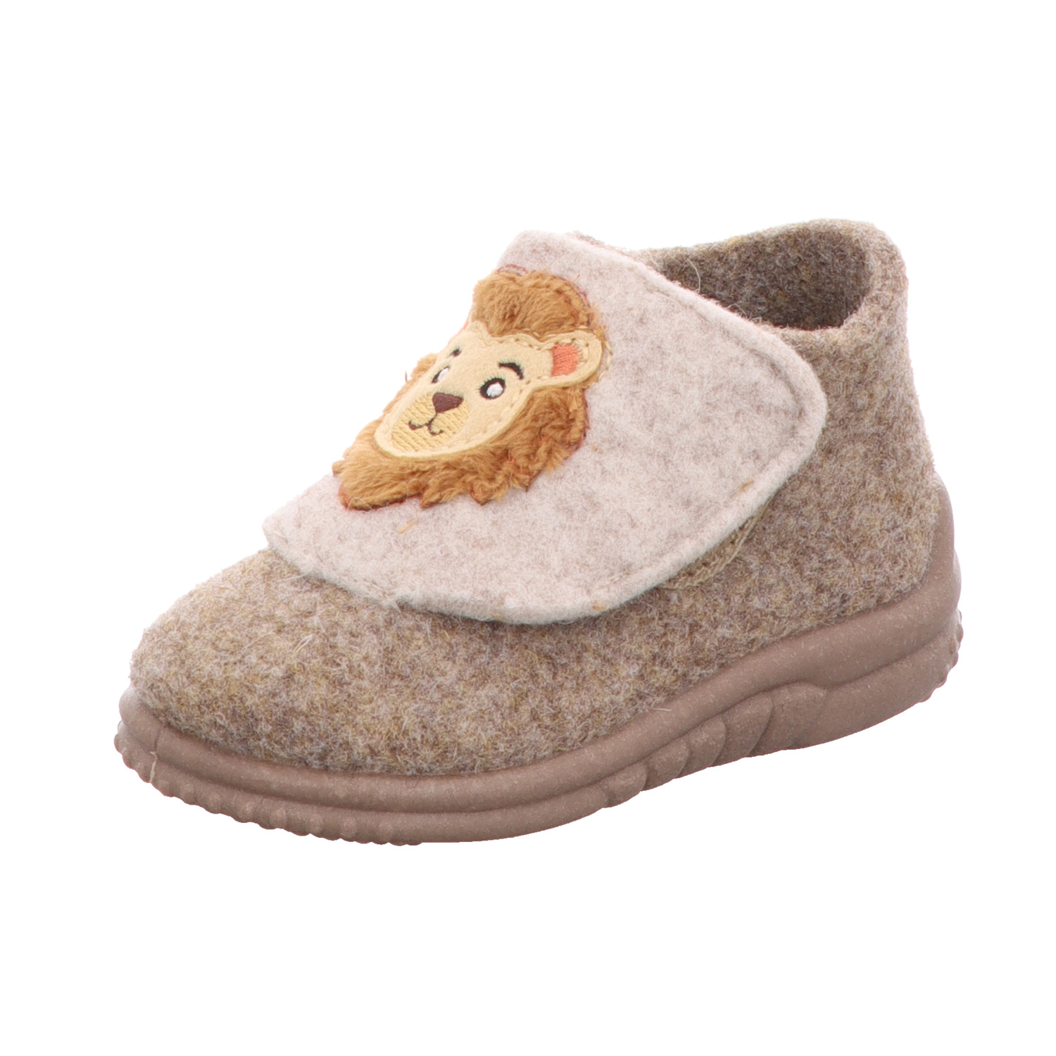Tortuga Kinder-Filz-Hausschuh Löwe Braun-Beige-Grau