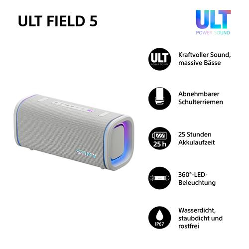 ULT Field 5 Bluetooth 5.3 Lautsprecher Wireless Speaker IP67 mit Schultergurt (SRSULT50W.CE7) - Weiss