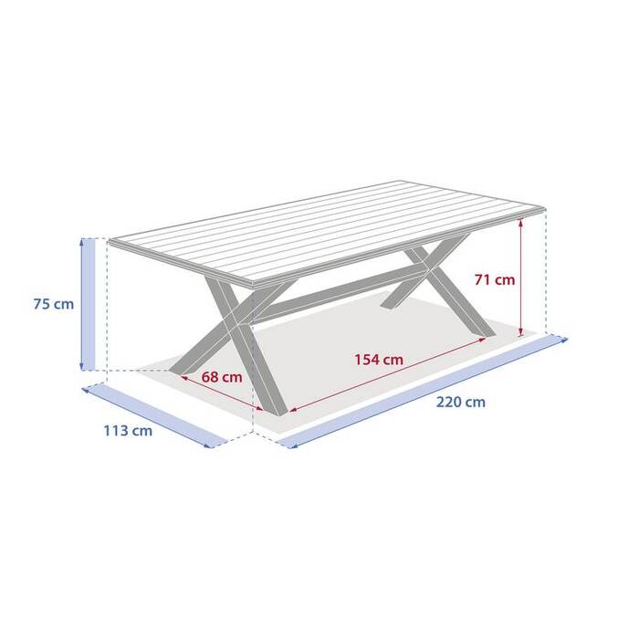 Table de jardin rectangulaire AXIOME Argile / Honey