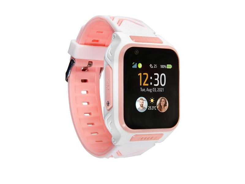 MyKi Smartwatch GPS Kinder Uhr MyKi 4 Weiss/Pink mit SIM-Ka Kinder Smartwatch mit GPS Traker und SOS-Taste, inkl. 1 Monat gratis Daten und Voice SIM-Karte