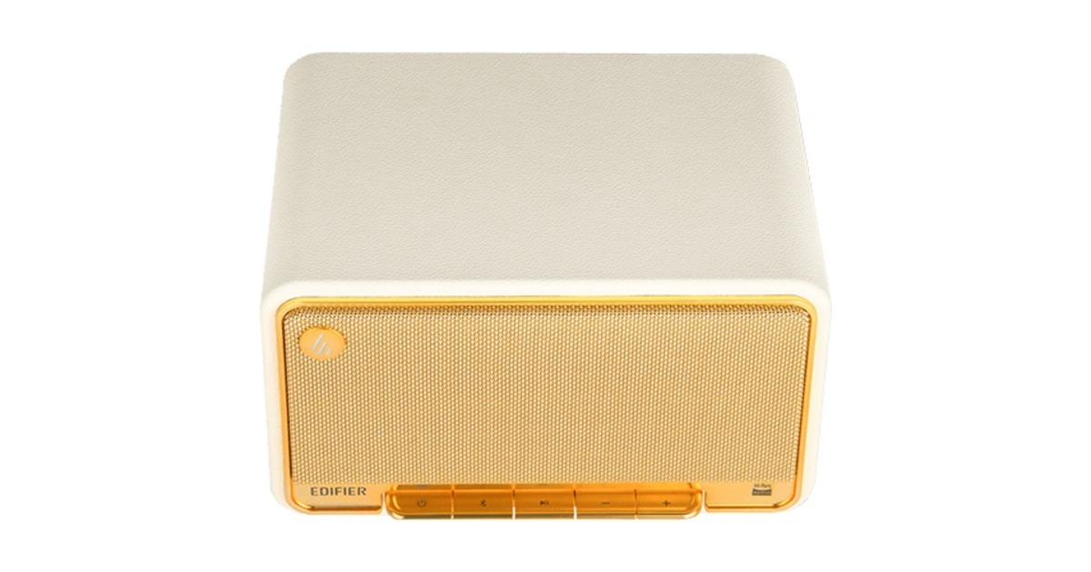 EdifierD32 Draadloze tafelluidspreker  (Wit/goud, Bluetooth, Wi-Fi (Apple AirPlay), USB-C, AUX)