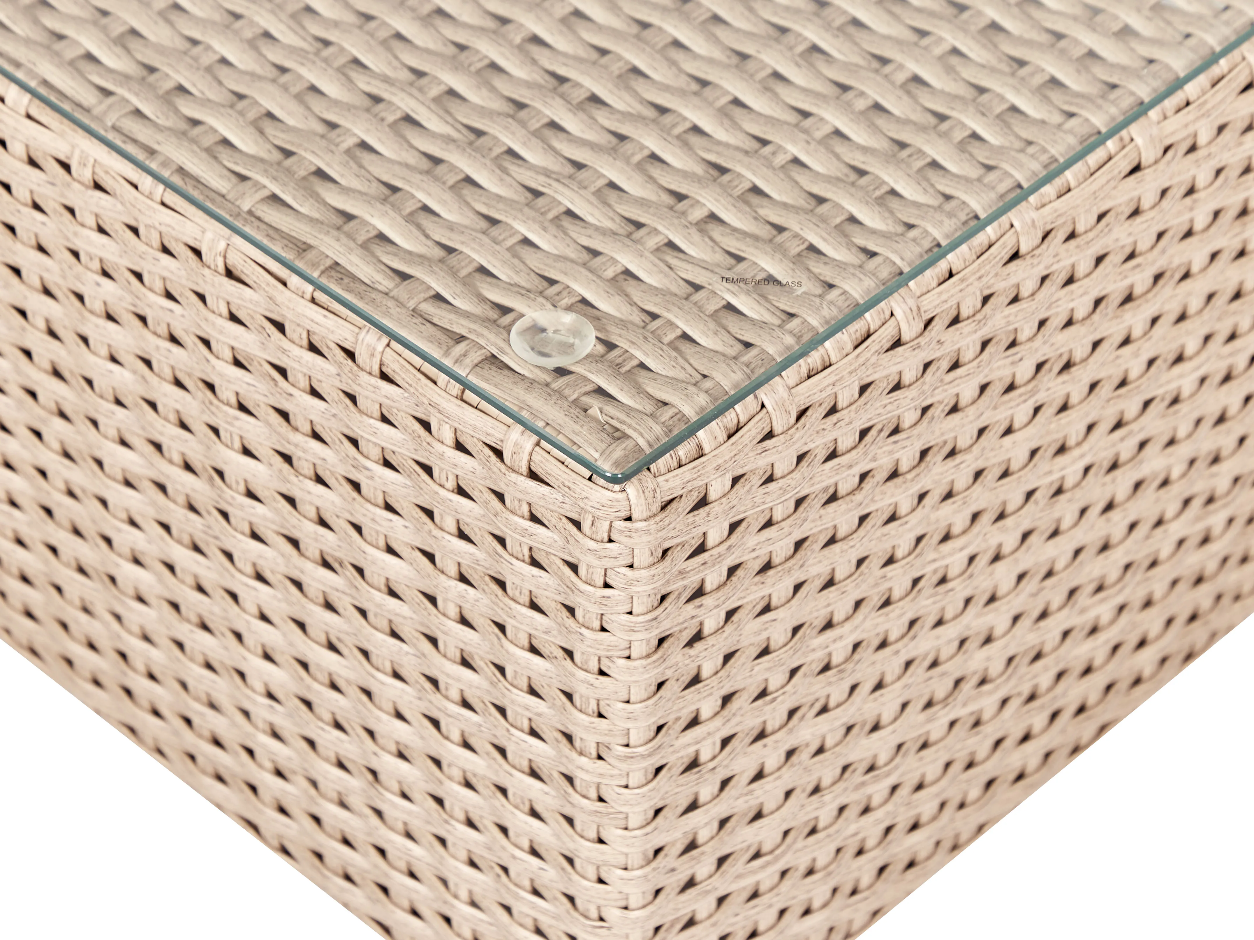 Loungeset met tafel 8-zits XXL rechtszijdig modulair PE rotan Zandbeige