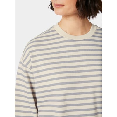 Damen-Sweatshirt gestreift, Creme-Grau
