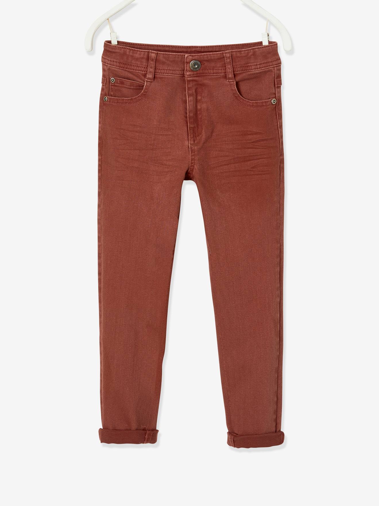 Calças MorphologiK slim-fit, para quadris largos, modelo STRONG, para meninos, verde-escuro liso com estampas.