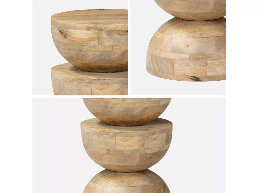 Table d'appoint. bout de canapé. table de chevet. tabouret en bois de manguier. Naturel. Sita. Ø30 x H 45cm