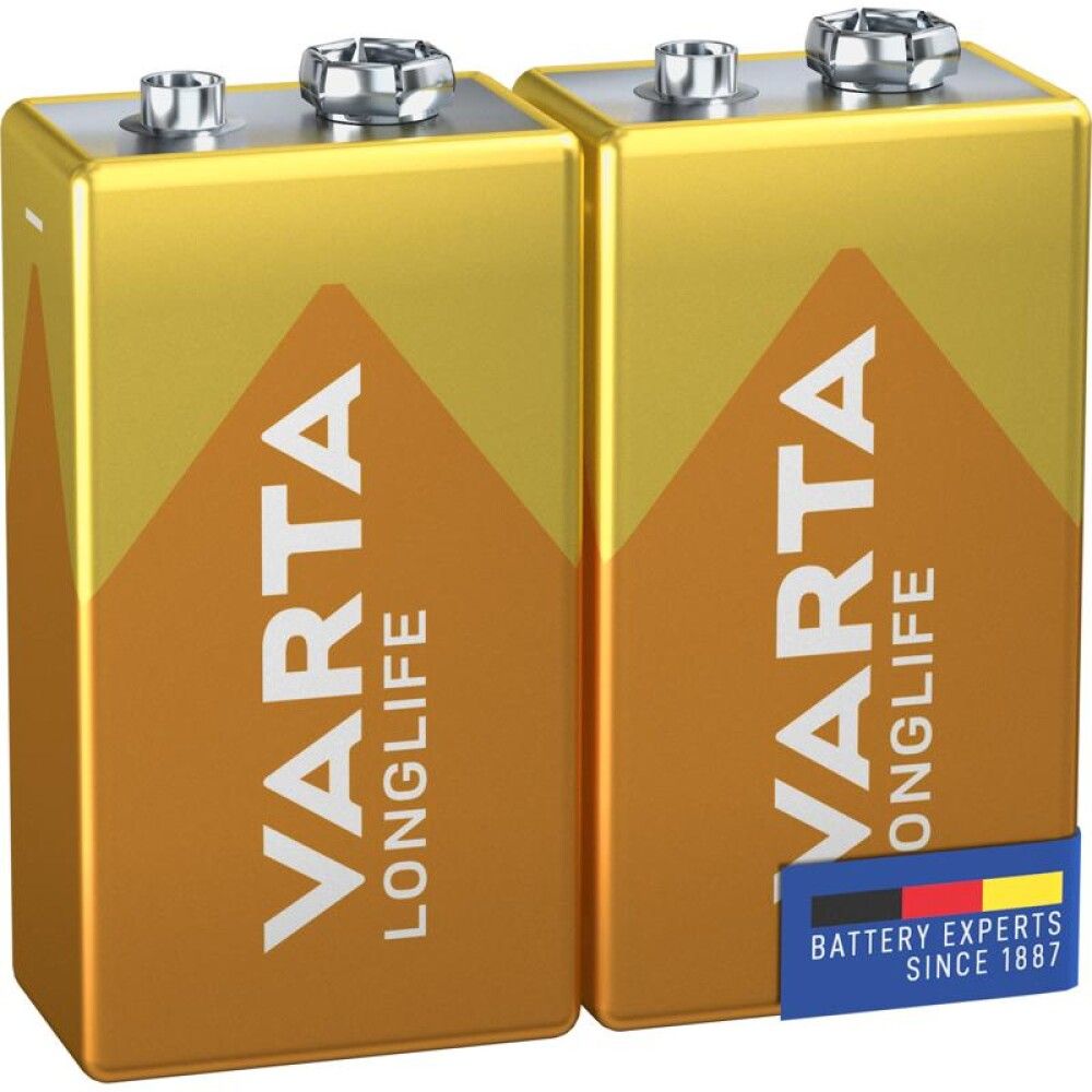 BATTERI VARTA LONGLIFE EXTRA ALKALINE 9V 2 STK
