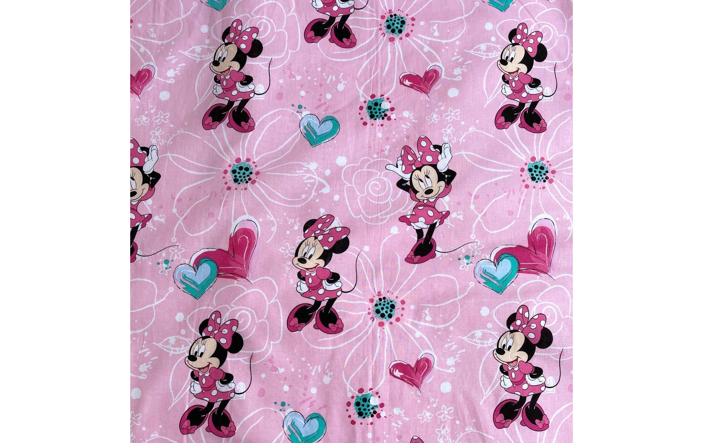 Kinderbettwäsche Minnie Flowers 100 x 135 cm + 40 x 60 cmBettwäscheset für ein kleineres Kinderbett