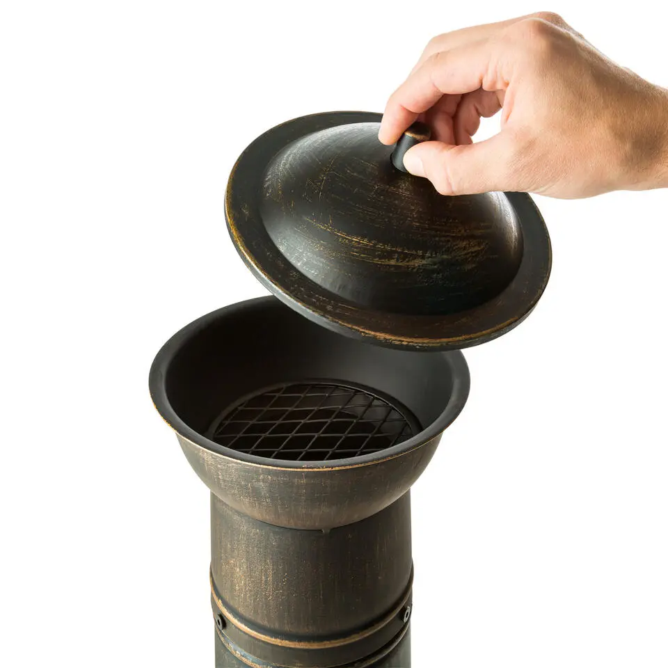 tectake Terrasoven van gietijzer, Grijs