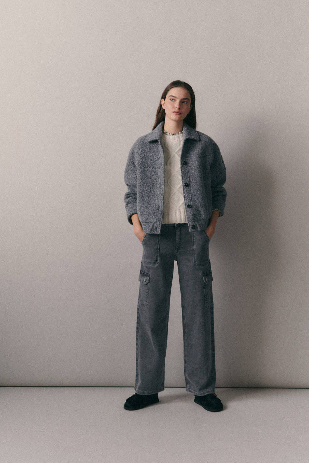 MANGO TEEN regular grey denim