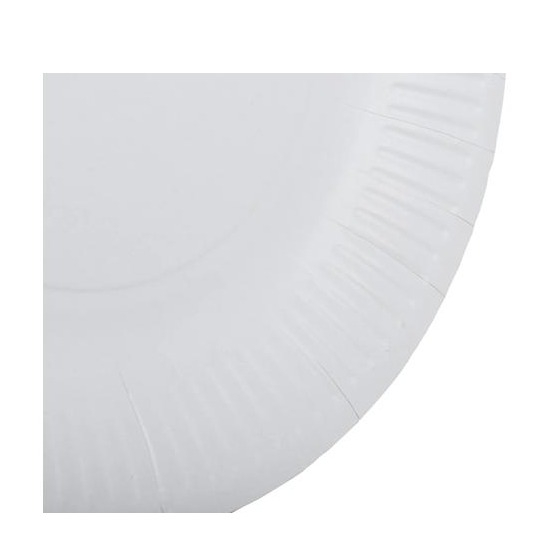 (50er Set) Ø23cm Pappteller Einweg Papier Teller Party Geschirr Tisch Deko (79110I) - Weiss