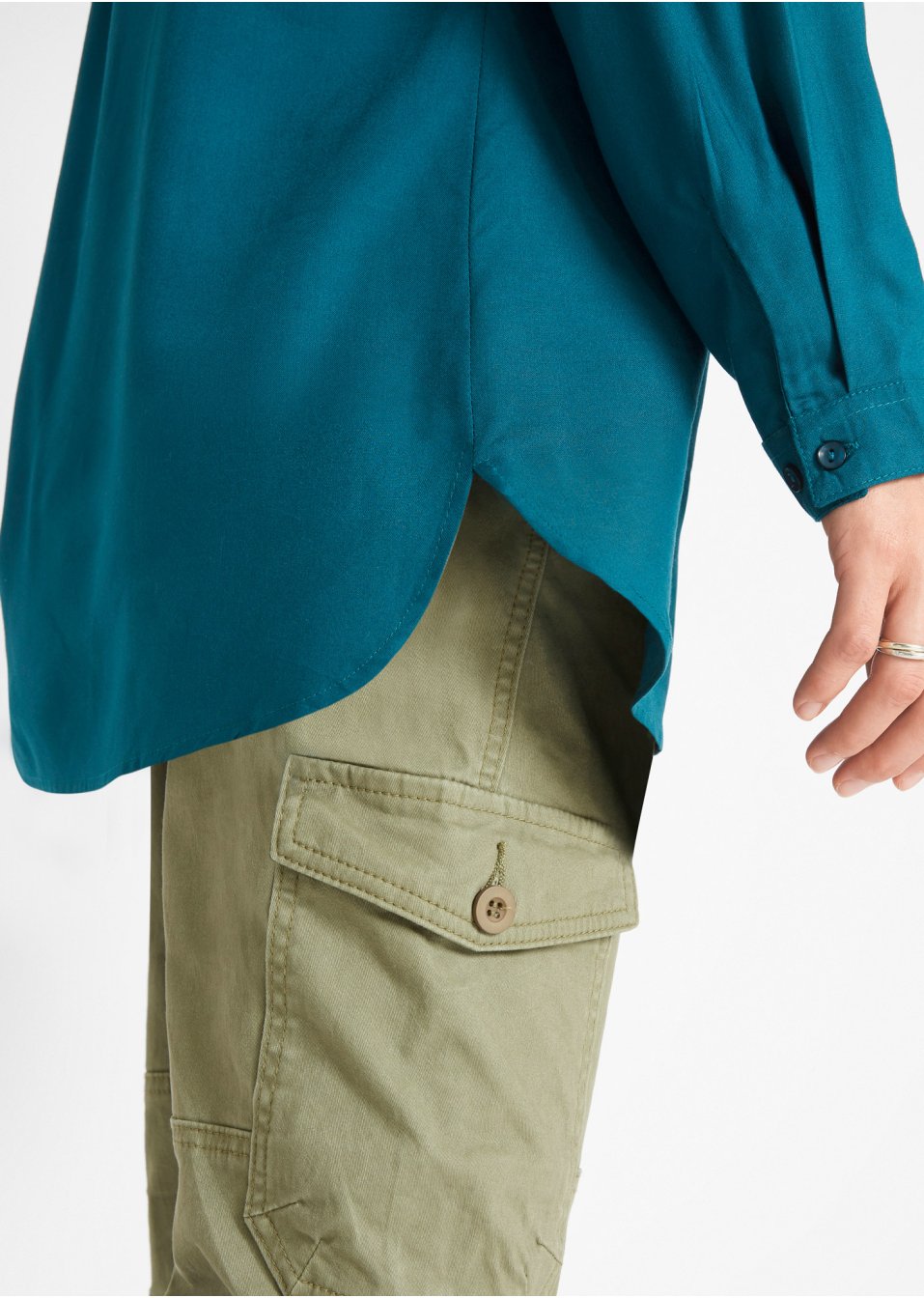Blouse-tunique en viscose, col V et manches longues