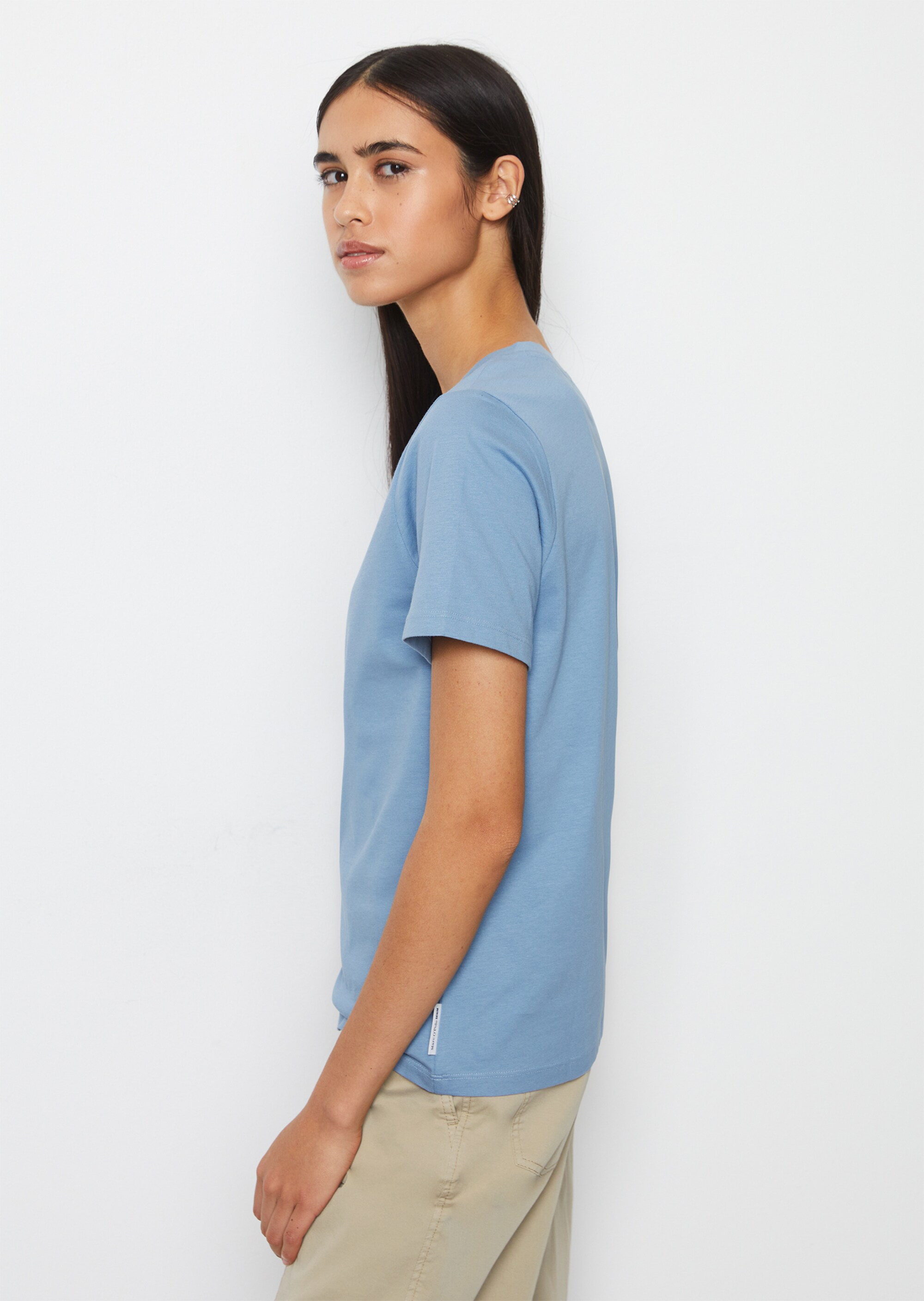 V-Neck-T-Shirt regularaus softem Baumwoll-Jersey