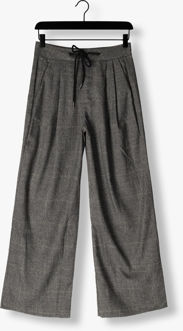 grijze haute l'amitié wijde broek michelle check tailor tie tall pants