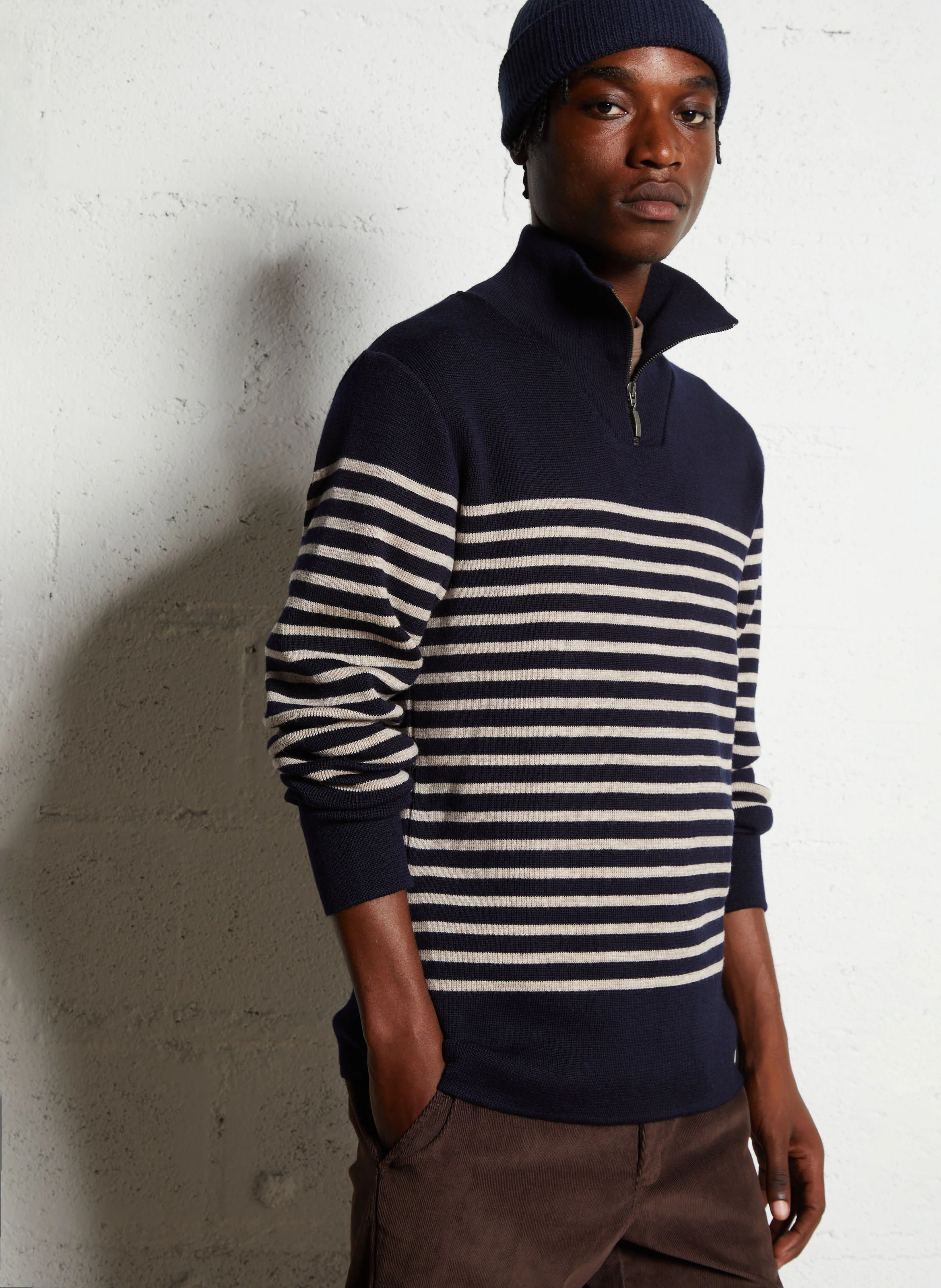 Marinière slim à col camionneur en laine | Multicolore