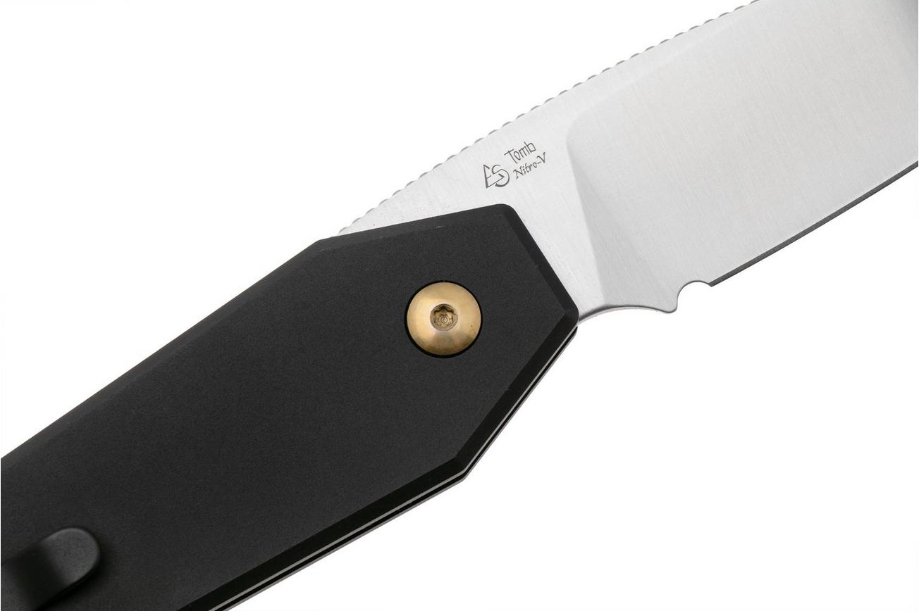 Kizer Tomb V3692A2, Satin Nitro-V, Black Aluminum zakmes, Bradley Diaz design