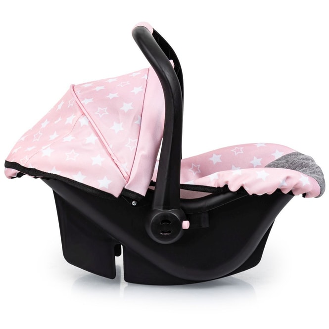 Puppen-Autositz - rosa/grau mit Sternchen