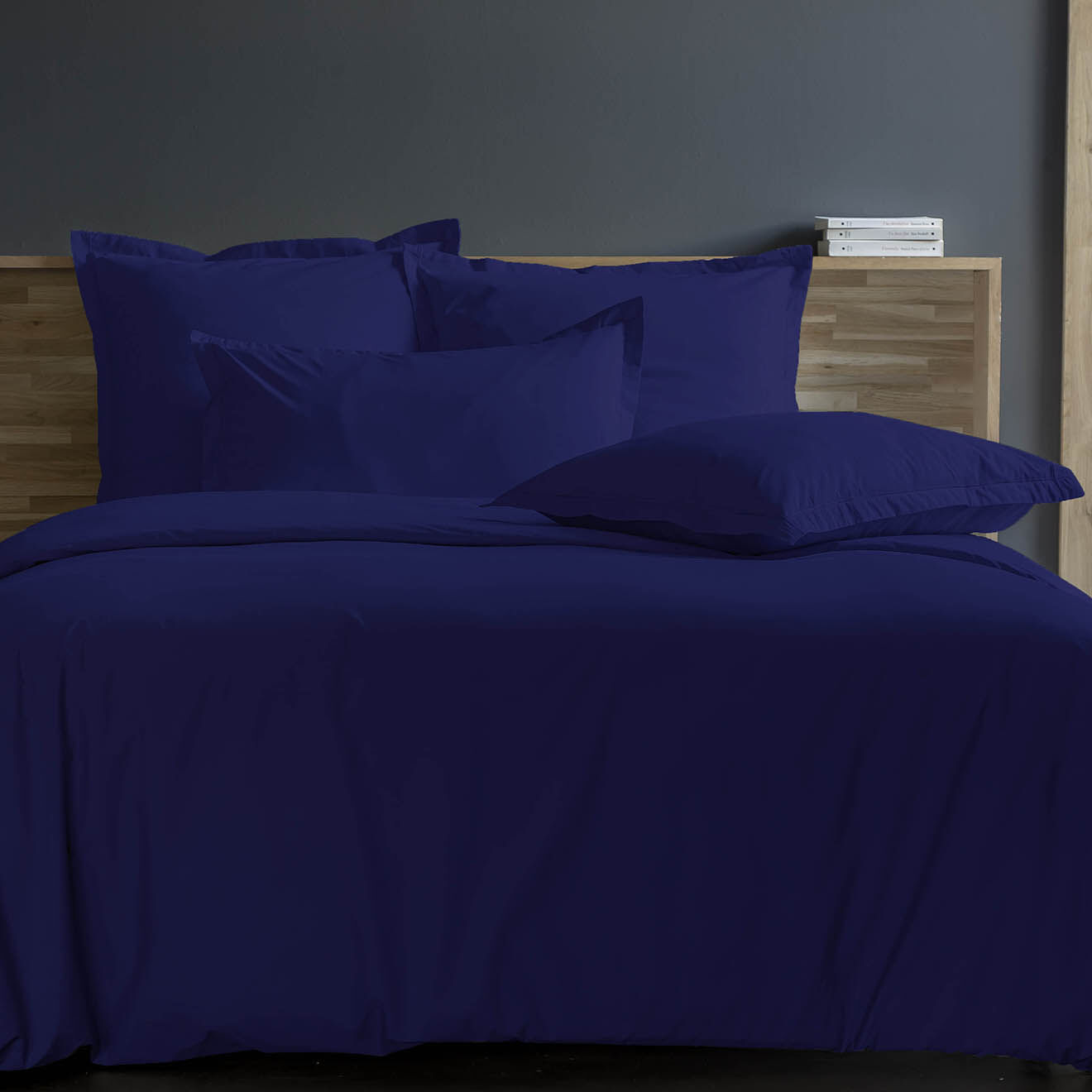 United by PDC Housse de couette 100% Percale de Coton bleu nuit