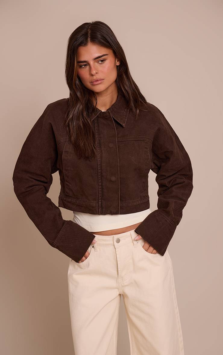 Chocolat Veste En Jean À Patte De Boutonnage Dissimulée