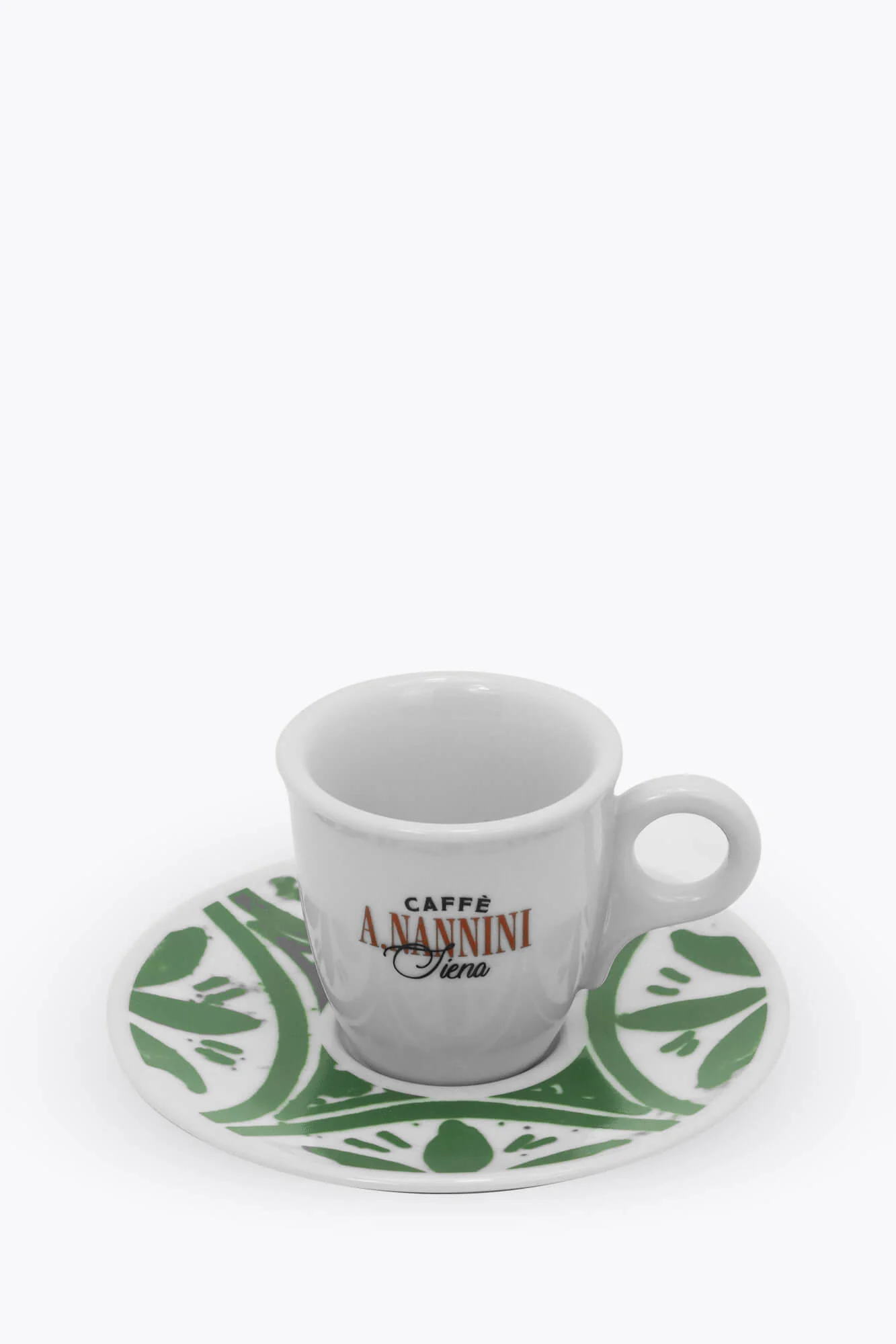 Caffè A. Nannini Espressotasse mit grüner Untertasse