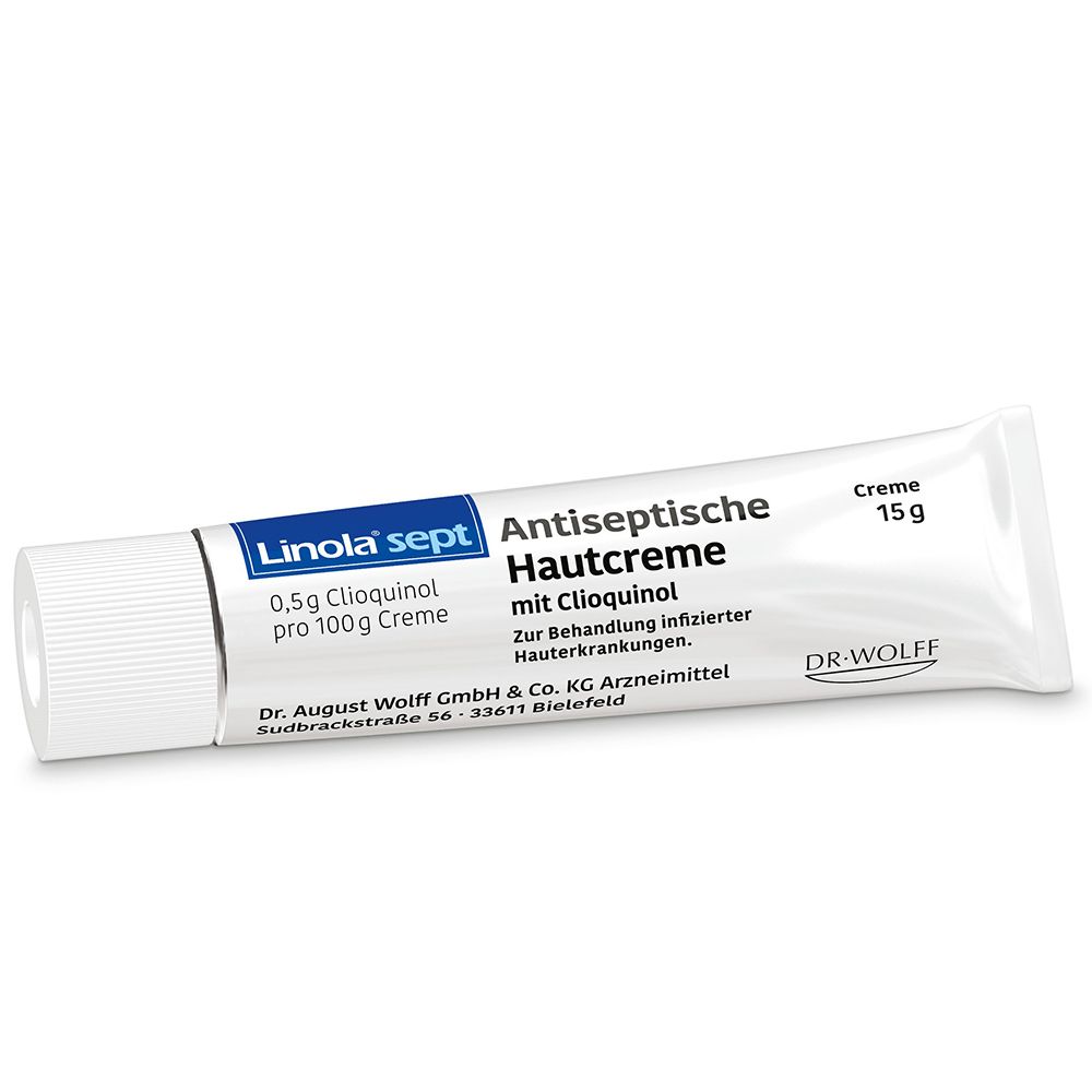 Linola® sept Antiseptische Hautcreme mit Clioquinol – Wundcreme bei abgeschürfter, entzündeter oder eitriger Haut